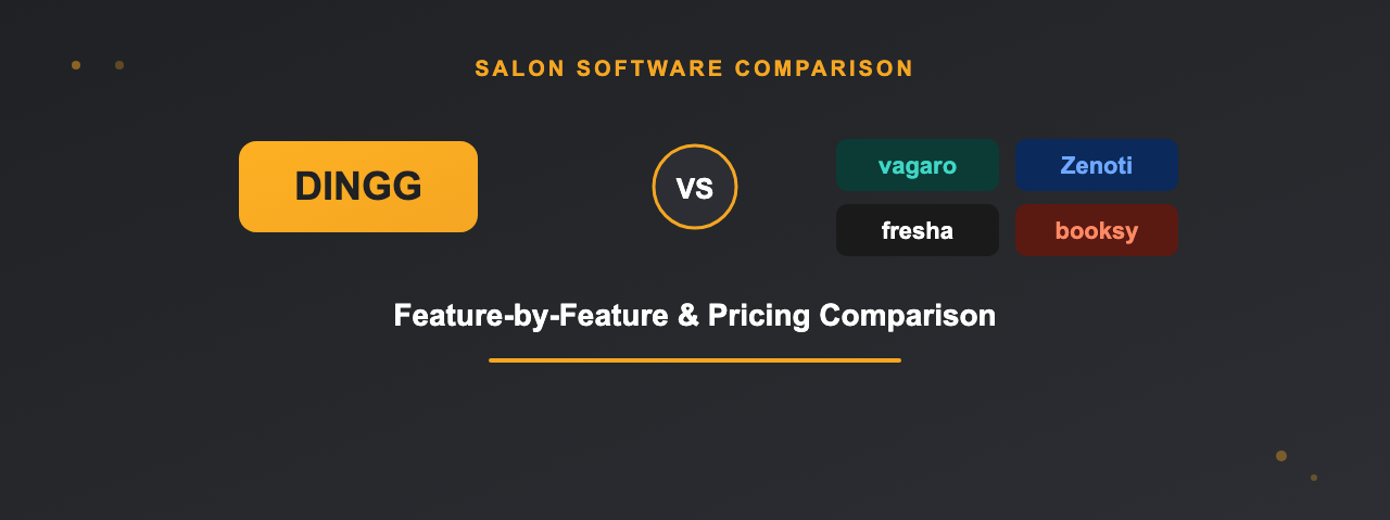 DINGG vs Vagaro vs Fresha vs Zenoti vs Booksy salon software comparison